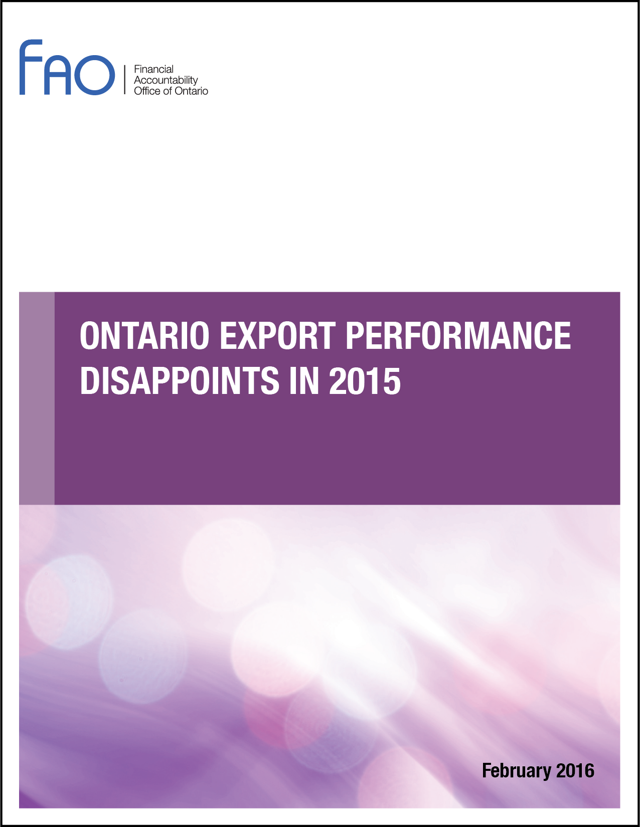 Ontario Export Performance Disappoints in 2015